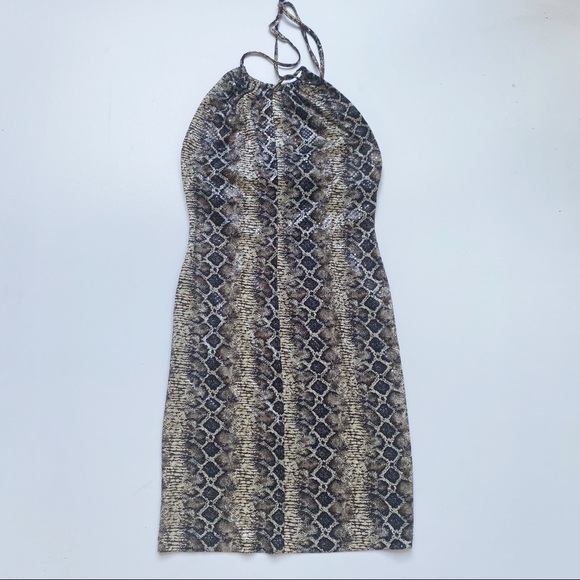 Vintage Janine Sequin Snakeskin Halter Dress - Picture 1 of 5